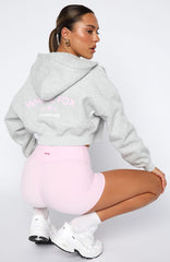 Love For The Game Cropped Zip Hoodie Dark Grey Marle