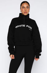 For What It's Worth Boxy Quarter Zip Sweater Black